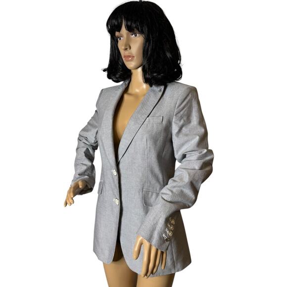 Tommy Hilfiger Two-Button Oxford Chambray Blazer blue preppy chic size 6 - Picture 3 of 16